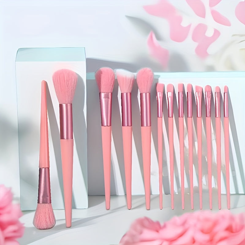 13 Professional Makeup Brushes Foundation Powder Concealer Eye Shadow Smudge Blush Highlight Natural Synthetic Brush Travel Portable Set+flannel Bag
